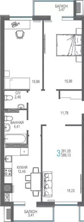 3-к кв. Крым, Симферопольский район, Гвардейское пгт, Республика жилой ... - Фото 1