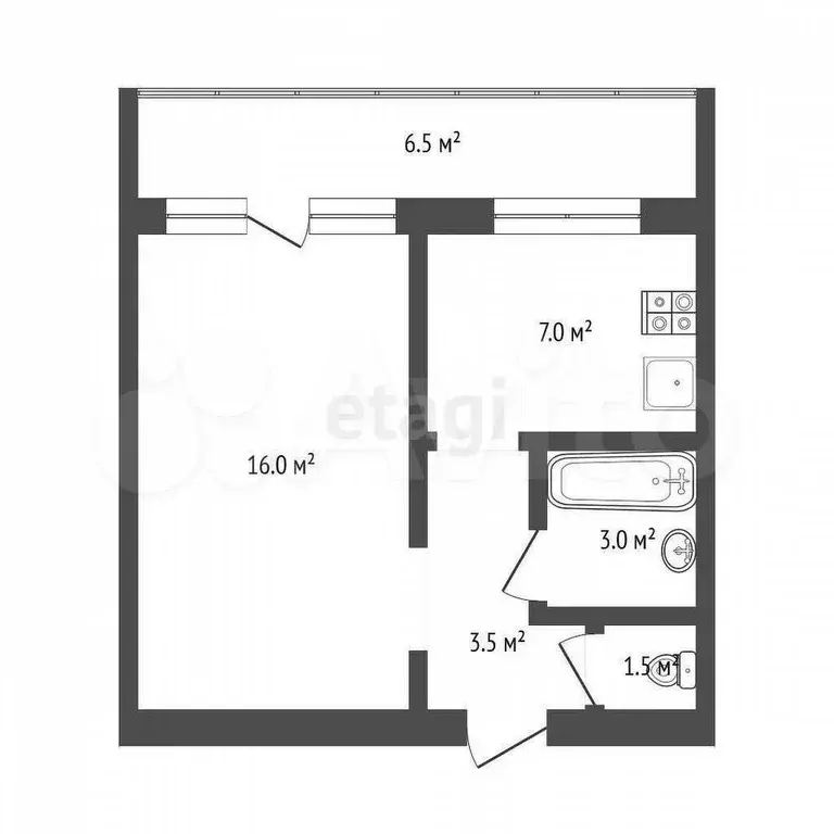 1-к. квартира, 30 м, 2/8 эт. - Фото 0