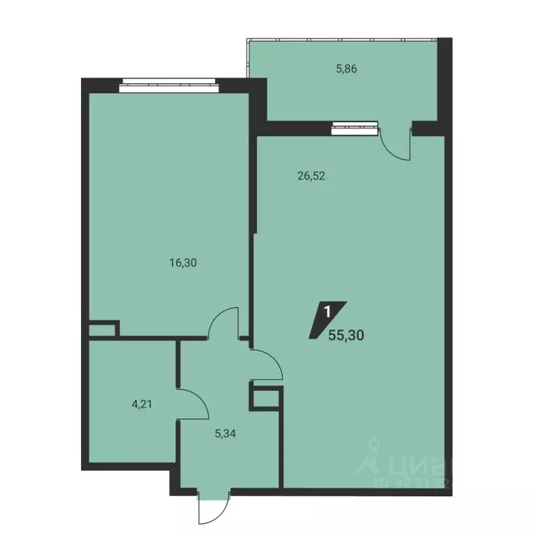 2-к кв. Свердловская область, Екатеринбург ул. Громова, 26/3 (55.3 м) - Фото 2