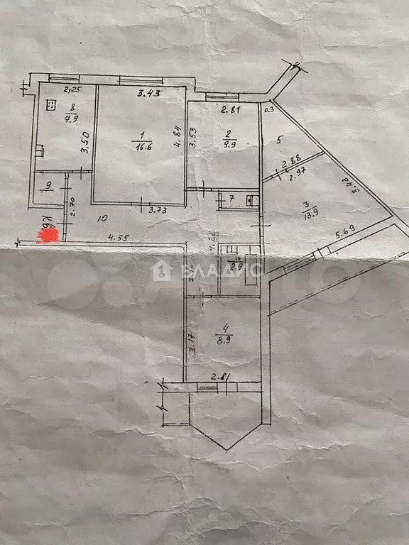 4-к. квартира, 81,9 м, 8/9 эт. - Фото 0
