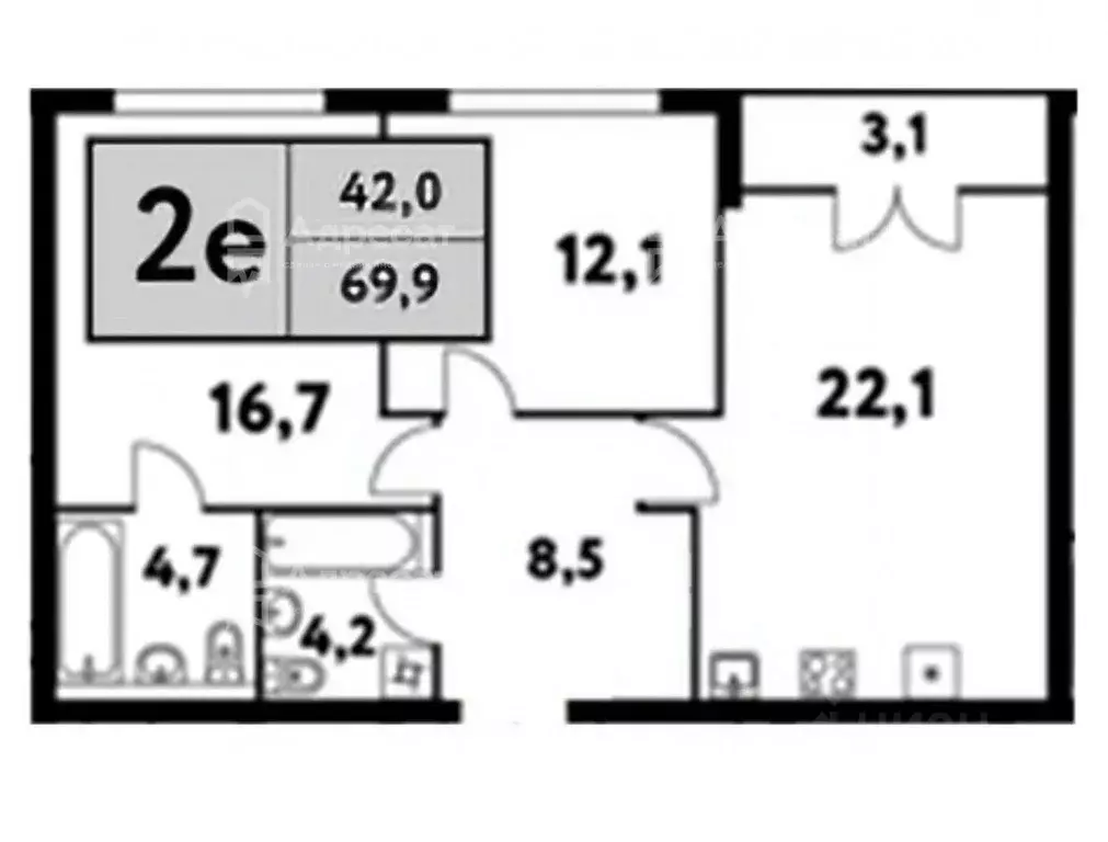 3-к кв. Москва Фестивальная ул., 15к6 (69.9 м) - Фото 1