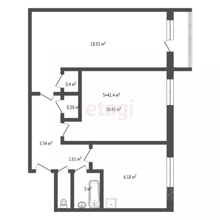 2-к кв. Брянская область, Брянск ул. Протасова, 2 (41.4 м) - Фото 1