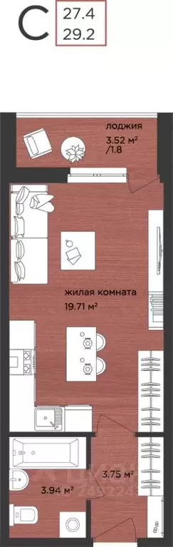 Студия Нижегородская область, Нижний Новгород городской округ, д. ... - Фото 0