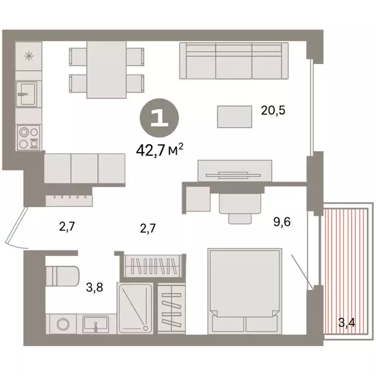 1-комнатная квартира: Екатеринбург, жилой район Сортировочный, ... - Фото 2