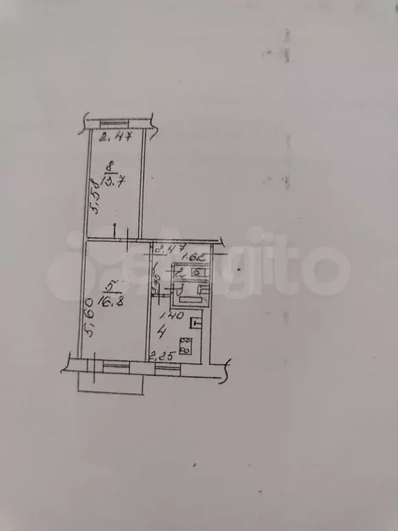 2-к. квартира, 43,4 м, 5/5 эт. - Фото 0