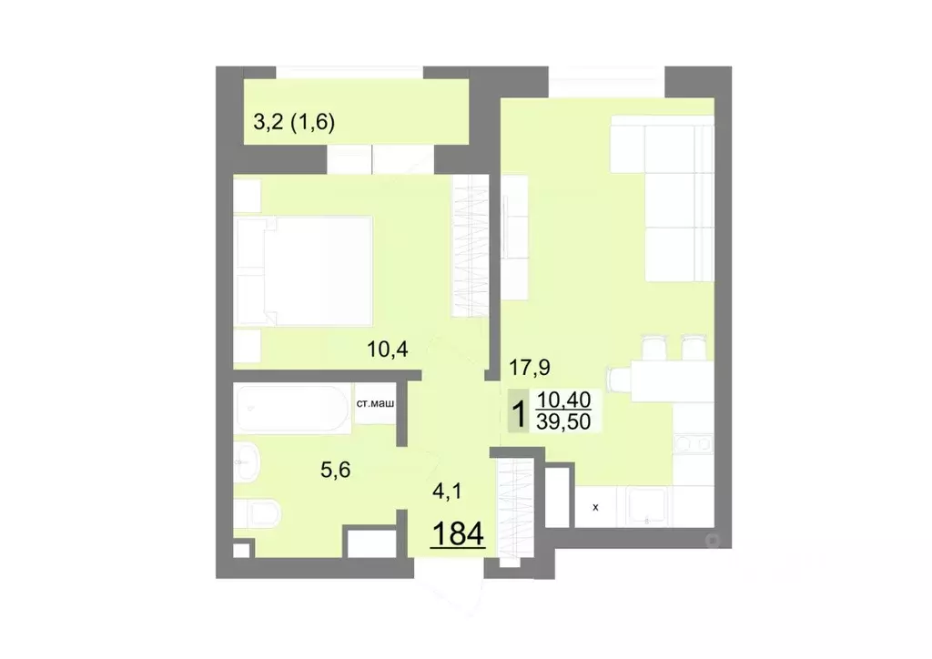 1-к кв. Свердловская область, Екатеринбург ул. Металлургов, 63/1 (39.5 ... - Фото 1