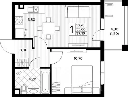 1-к кв. Краснодарский край, Анапа муниципальный округ, с. Сукко ... - Фото 1