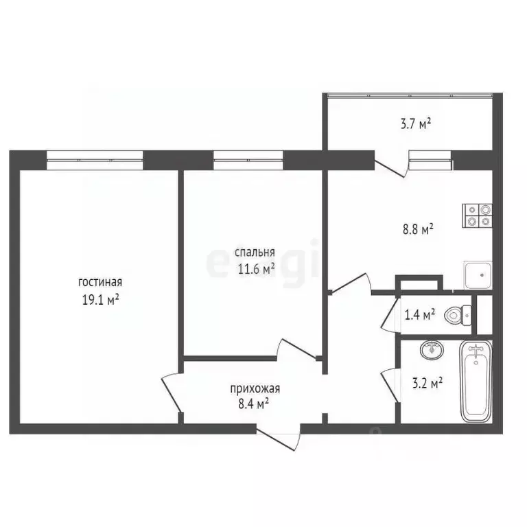 2-к кв. Мордовия, Саранск ул. 1-я Набережная, 16 (55.0 м) - Фото 1