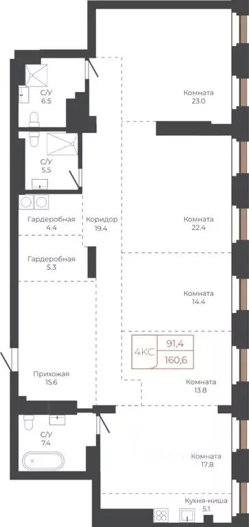 4-к кв. Алтайский край, Барнаул пл. Баварина, 8к1 (159.6 м) - Фото 1