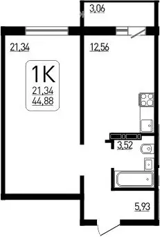 1-комнатная квартира: Новосибирск, улица Забалуева, с11 (43.35 м) - Фото 0