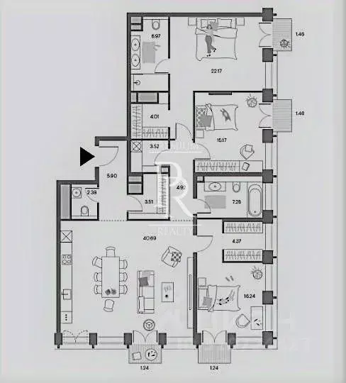 4-к кв. Москва Лаки жилой квартал,  (162.1 м) - Фото 1