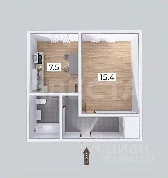 1-к кв. Омская область, Омск ул. 5-я Линия, 252 (31.1 м) - Фото 2