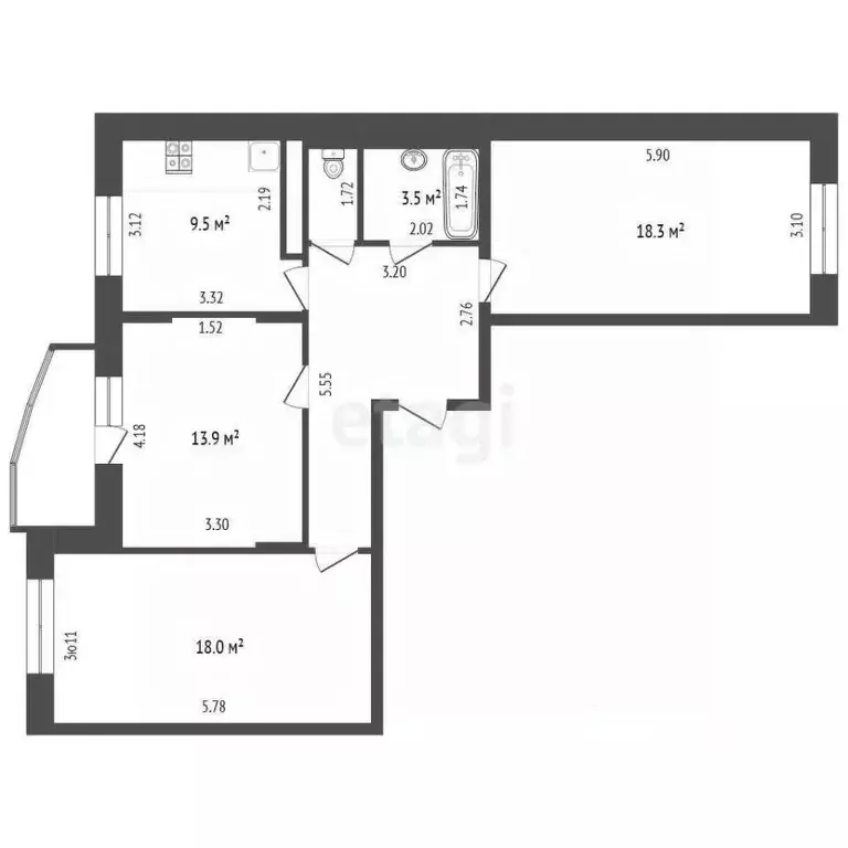 3-к кв. Московская область, Красногорск бул. Космонавтов, 6 (81.3 м) - Фото 1