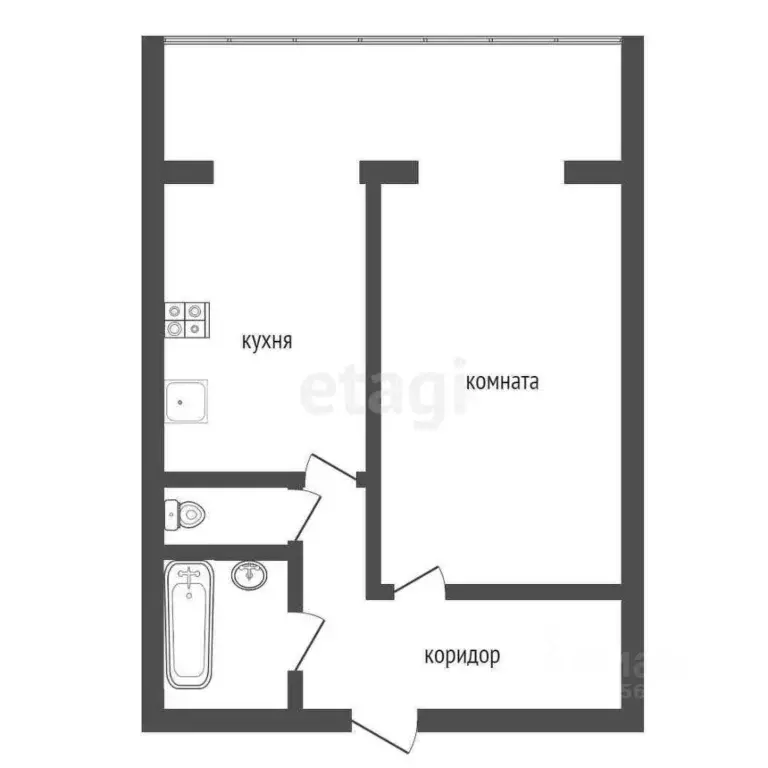 1-к кв. Воронежская область, Воронеж ул. Фридриха Энгельса, 25Б (51.8 ... - Фото 1