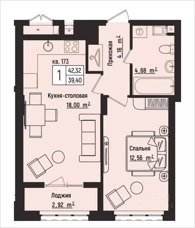 1-к кв. Нижегородская область, Нижний Новгород Литературная ул., 5 ... - Фото 1