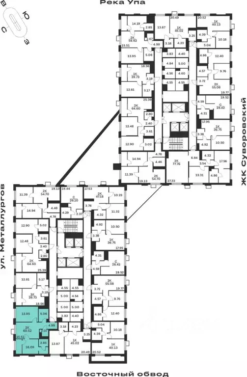 2-к кв. Тульская область, Тула Парк Патриот жилой комплекс (60.52 м) - Фото 2