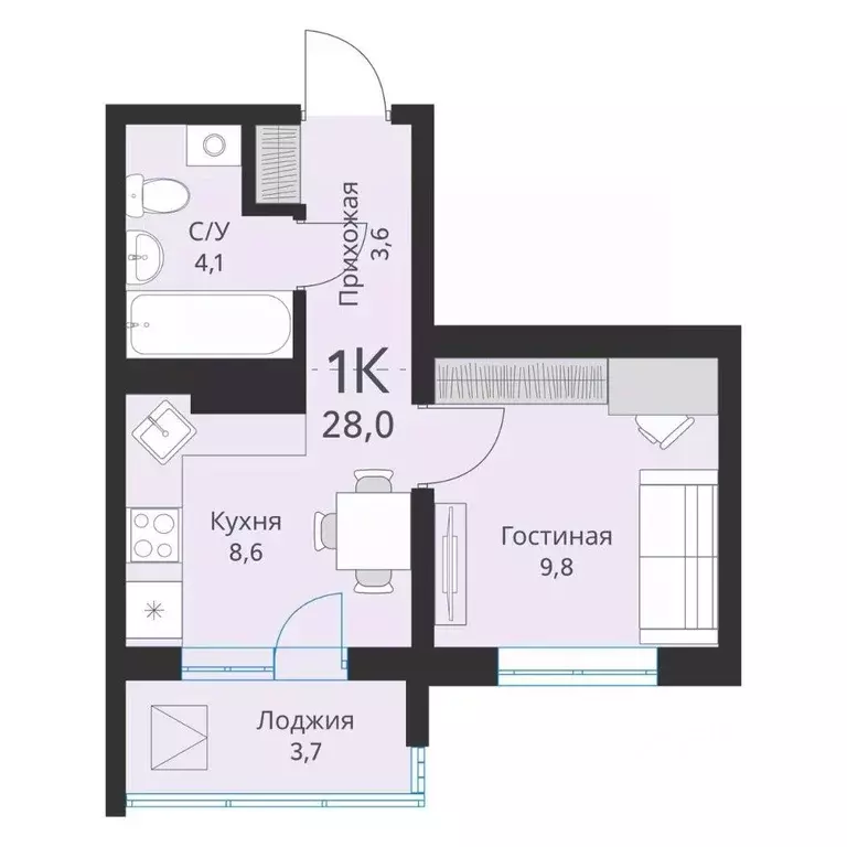 1-к кв. Новосибирская область, Новосибирск  (28.0 м) - Фото 0