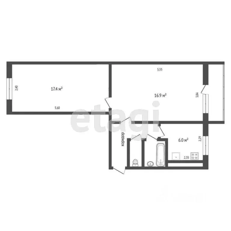 2-к кв. Коми, Сыктывкар Октябрьский просп., 126 (43.6 м) - Фото 1