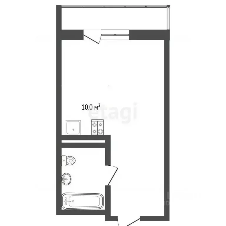 Студия Тюменская область, Тюмень ул. Новоселов, 109 (24.2 м) - Фото 1