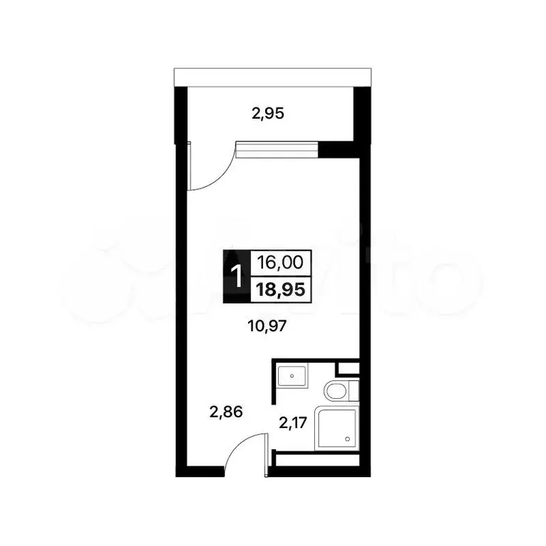Апартаменты-студия, 19 м, 8/14 эт. - Фото 1