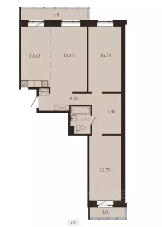 3-к кв. Иркутская область, Иркутск Советская ул., 115/1Б (91.56 м) - Фото 1