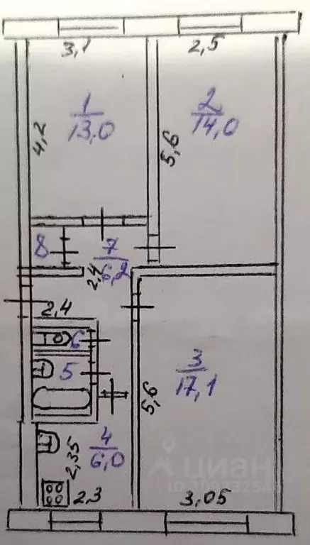 3-к кв. Коми, Сыктывкар ул. Чкалова, 21 (60.0 м) - Фото 1