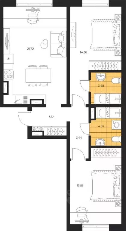 2-к кв. Сахалинская область, Южно-Сахалинск  (63.94 м) - Фото 1