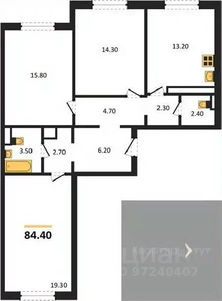 3-к кв. Воронежская область, Воронеж ул. Шишкова, 140Б/16 (84.4 м) - Фото 0