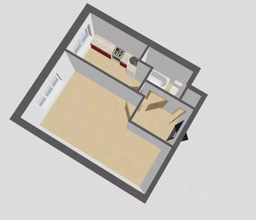 1-к кв. Ульяновская область, Ульяновск Хрустальная ул., 38 (32.0 м) - Фото 1