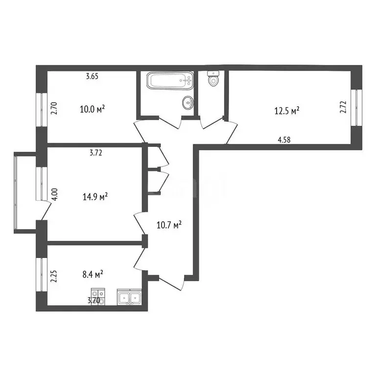 3-комнатная квартира: Елизово, улица Чкалова, 20 (60.9 м) - Фото 1