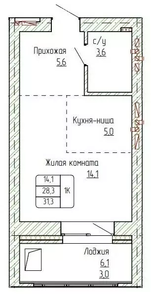 1-комнатная квартира: Алтайский край, Новоалтайск (31.3 м) - Фото 0