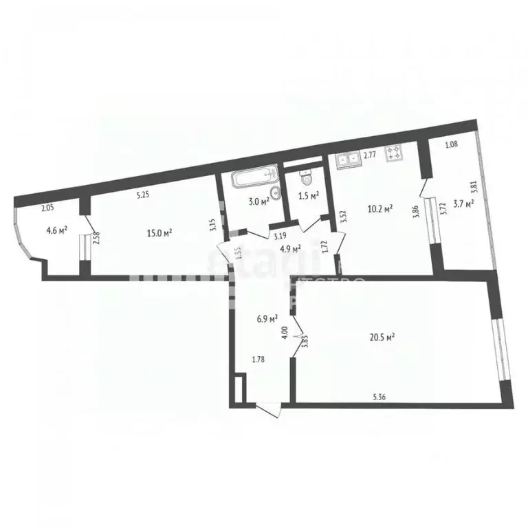 2-к кв. Ханты-Мансийский АО, Ханты-Мансийск ул. Энгельса, 3 (66.1 м) - Фото 1