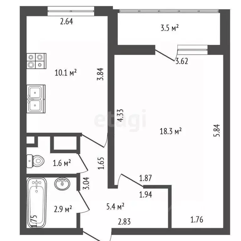 1-к кв. Ленинградская область, Всеволожский район, Заневское городское ... - Фото 1