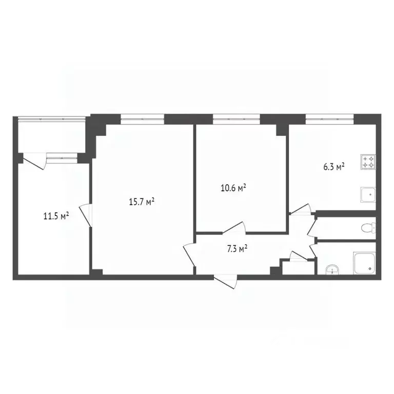 3-к кв. Красноярский край, Красноярск ул. Железнодорожников, 22 (57.7 ... - Фото 1