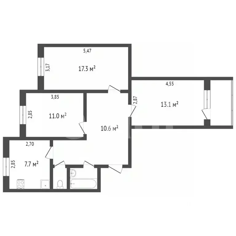 3-к кв. Ямало-Ненецкий АО, Новый Уренгой Советский мкр, 9/2 (65.9 м) - Фото 1