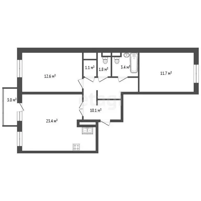 2-комнатная квартира: Кудрово, Пражская улица, 3 (65 м) - Фото 0