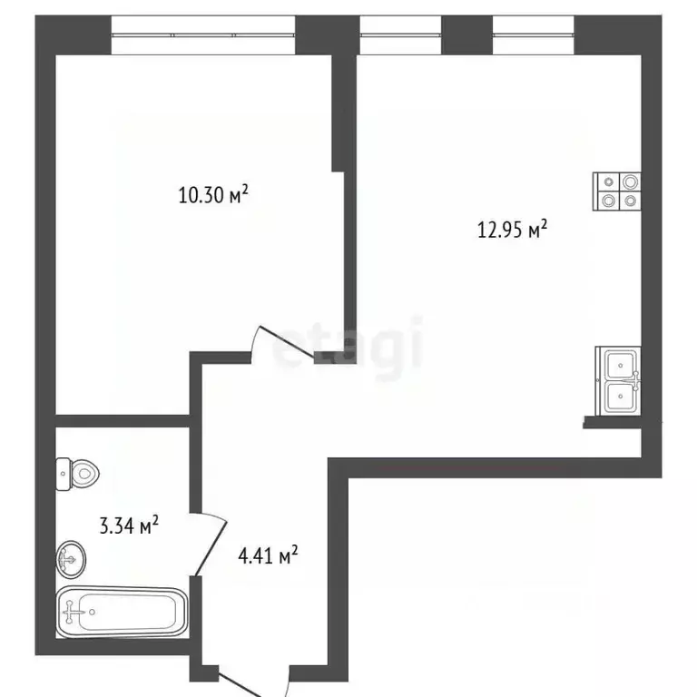 1-к кв. Тюменская область, Тюмень ул. Новоселов, 105 (30.7 м) - Фото 2