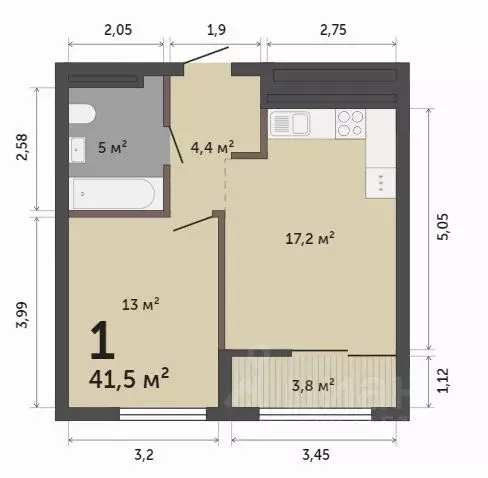 1-к кв. Свердловская область, Екатеринбург ул. Краснолесья, 10/6 (41.5 ... - Фото 0