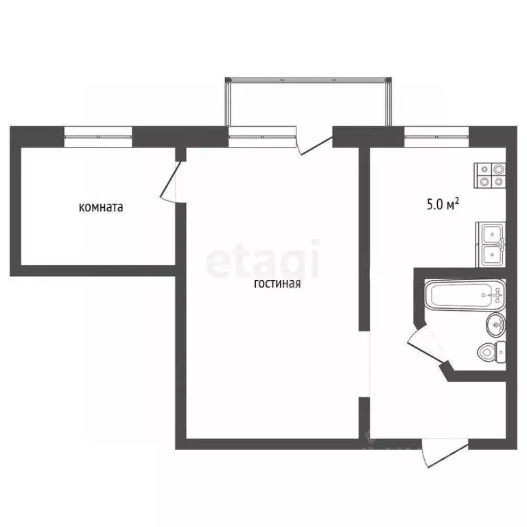2-к кв. Тюменская область, Тюмень Кольский пер., 1 (36.4 м) - Фото 2