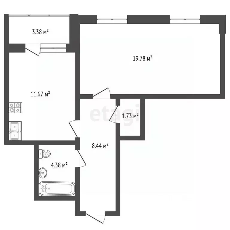 1-к кв. Ростовская область, Ростов-на-Дону ул. Матросова, 35 (48.0 м) - Фото 1