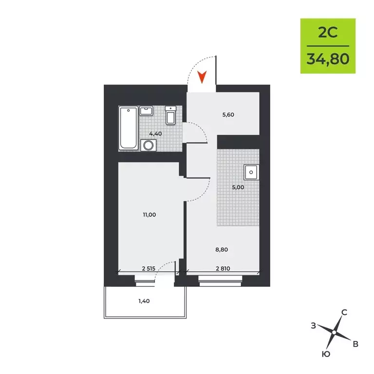 Продаётся 1-к квартира, 34.8 м - Фото 0