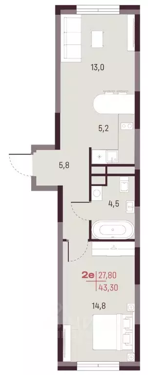 2-к кв. Свердловская область, Екатеринбург Академический мкр, 19-й ... - Фото 1