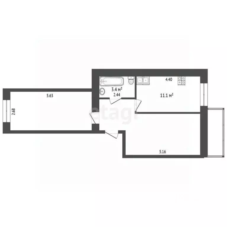 2-к кв. Ростовская область, Батайск ул. Ворошилова, 11 (52.0 м) - Фото 2