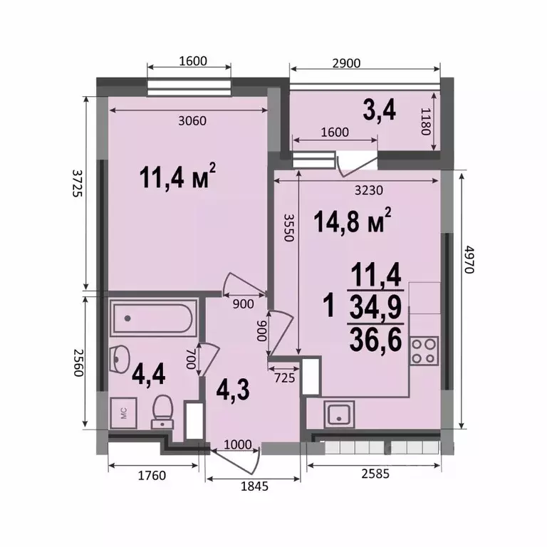 1-к кв. Владимирская область, Владимир ул. Смоленская, 3Б (36.6 м) - Фото 0