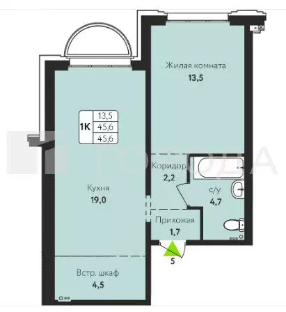 2-комнатная квартира: Барнаул, улица Солнечная Поляна, 69 (45.6 м) - Фото 0