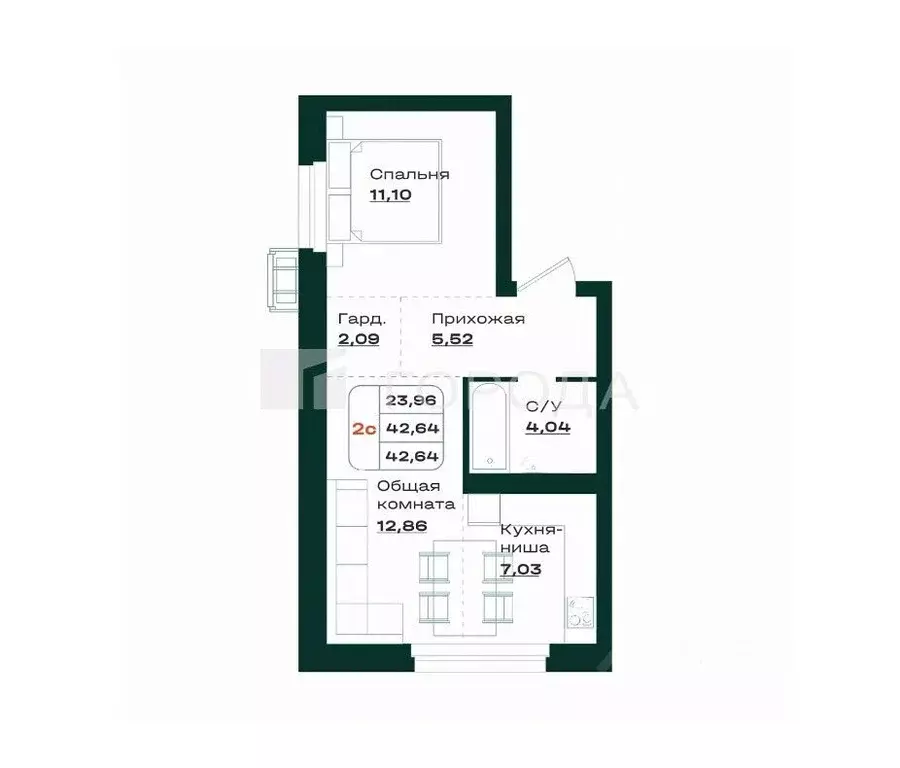 2-к кв. Алтайский край, Барнаул просп. Строителей, 18к1 (42.6 м) - Фото 0