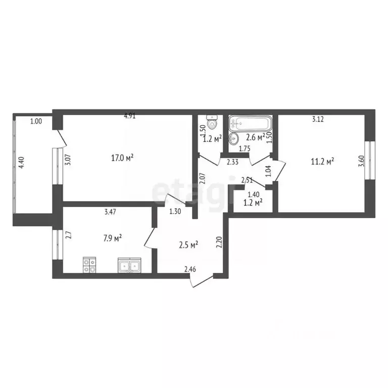 2-к кв. Тюменская область, Ишим ул. Суворова (50.6 м) - Фото 1