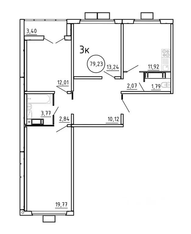 3-к кв. Челябинская область, Челябинск Трактовая ул., 30/2 (79.23 м) - Фото 0