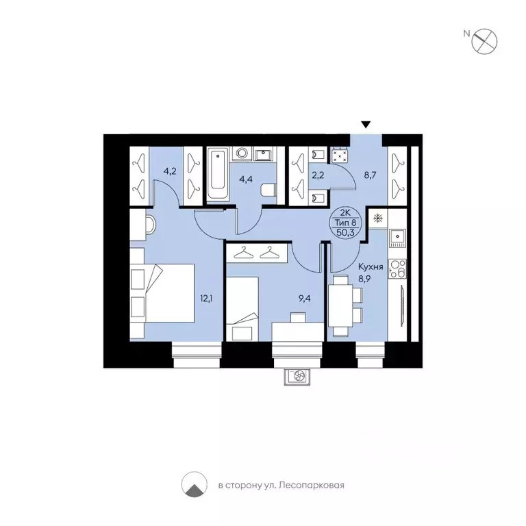 2-к кв. Коми, Сыктывкар Давпон мест., Бьярма жилой комплекс (50.3 м) - Фото 1