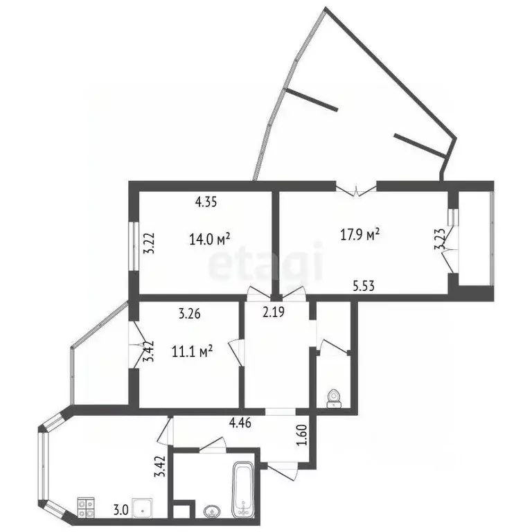 3-к кв. Москва проезд Русанова, 25к1 (99.2 м) - Фото 1